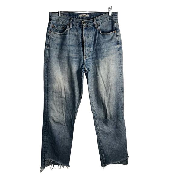 GRLFRND Helena Straight Leg Jeans Size 29 “My Sharona” Distressed Raw Hem - Picture 1 of 10